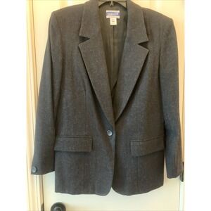 Pendleton Classic 100% Virgin Wool Dark Gray Jacket Size 10 Lined One Button